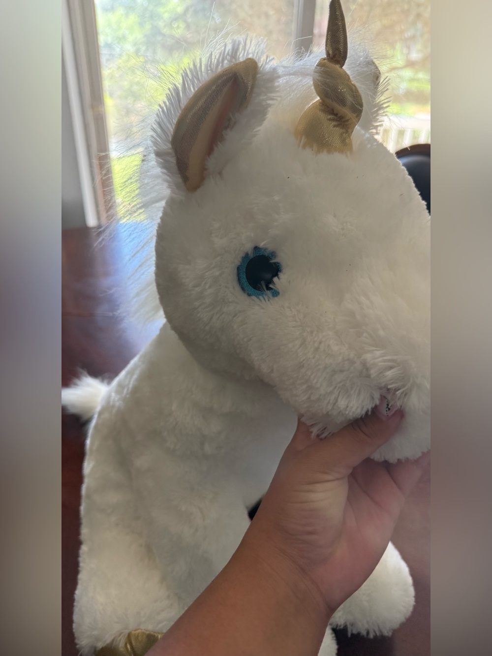 Plush White Unicorn Stuffed Animal with Gold Accents